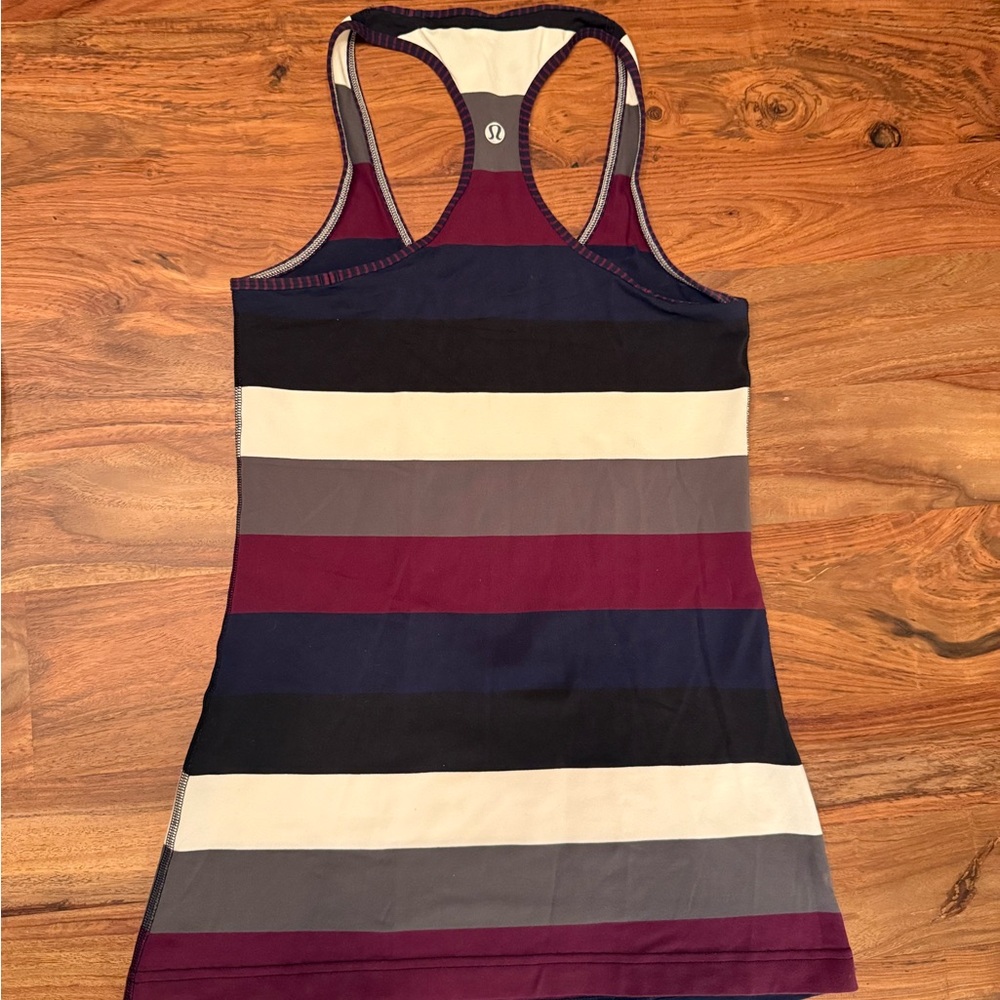 lululemon athletica Women's Striped Racerback Tank - Burgundy, Navy and Cream
